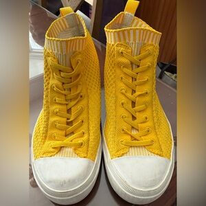 NATIVE Yellow JEFFERSON 2.0 HIGH LITEKNIT Big Kids Sneakers Lace Shoes, Sz 4